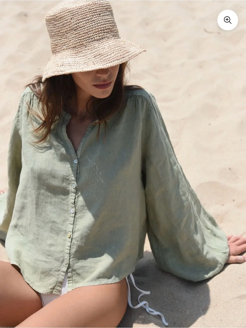 NWT - Beachwood Las Dalias Neutral Raffia Bucket Hat - Tan Straw Summer Hat